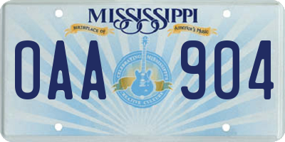 MS license plate OAA904