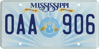 MS license plate OAA906