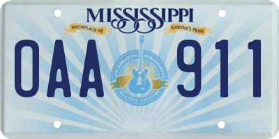 MS license plate OAA911