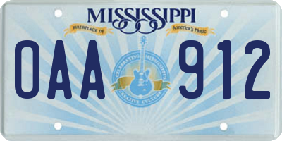 MS license plate OAA912