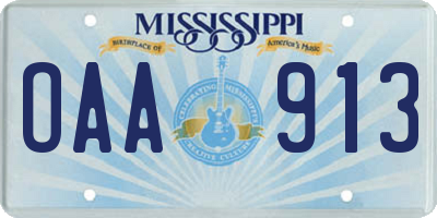 MS license plate OAA913