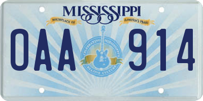 MS license plate OAA914