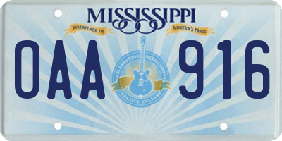 MS license plate OAA916