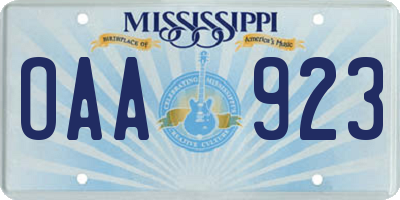 MS license plate OAA923