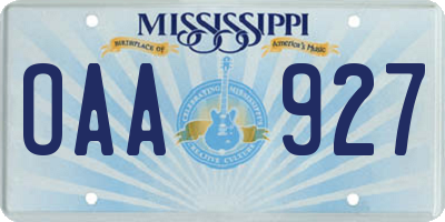 MS license plate OAA927