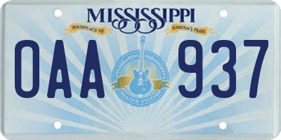 MS license plate OAA937