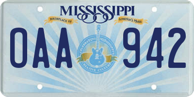 MS license plate OAA942