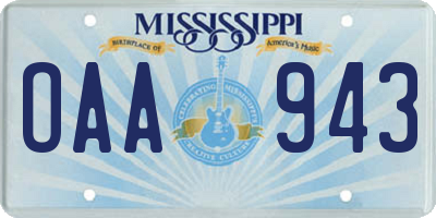 MS license plate OAA943