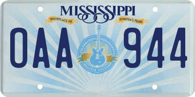 MS license plate OAA944