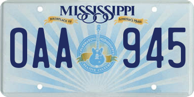 MS license plate OAA945
