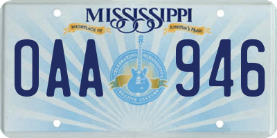 MS license plate OAA946