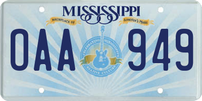 MS license plate OAA949