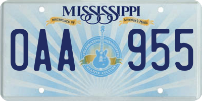 MS license plate OAA955