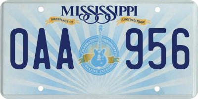 MS license plate OAA956