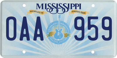 MS license plate OAA959