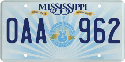 MS license plate OAA962