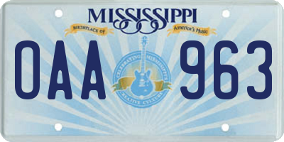 MS license plate OAA963