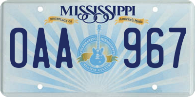 MS license plate OAA967