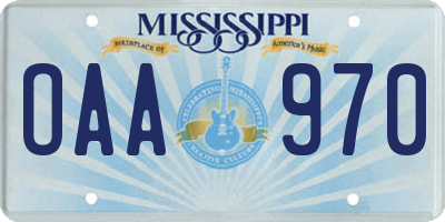 MS license plate OAA970