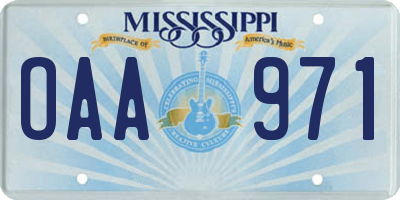 MS license plate OAA971