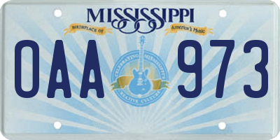 MS license plate OAA973
