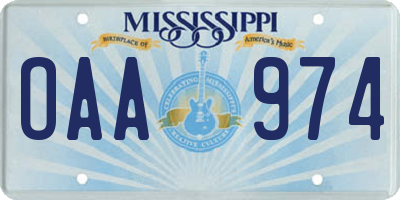 MS license plate OAA974