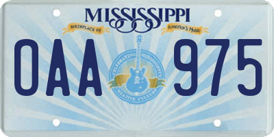 MS license plate OAA975