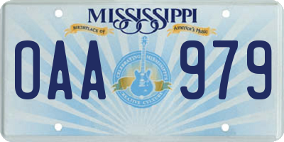 MS license plate OAA979
