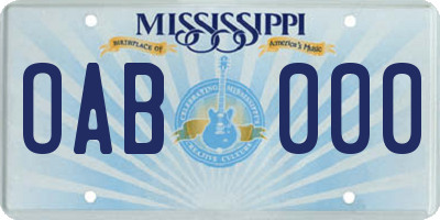 MS license plate OAB000