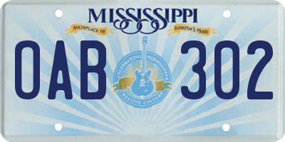 MS license plate OAB302