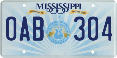 MS license plate OAB304