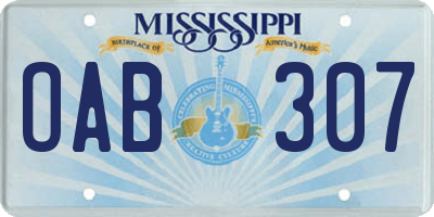 MS license plate OAB307