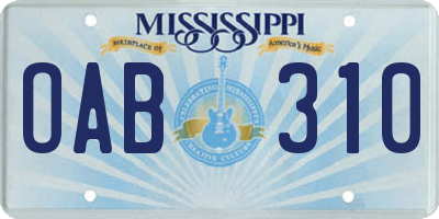 MS license plate OAB310