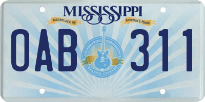 MS license plate OAB311