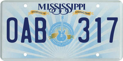 MS license plate OAB317