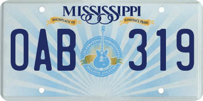 MS license plate OAB319