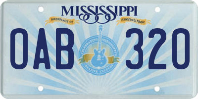 MS license plate OAB320