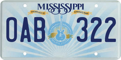 MS license plate OAB322