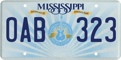 MS license plate OAB323