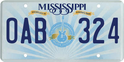 MS license plate OAB324