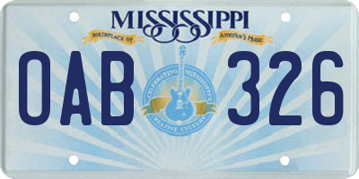 MS license plate OAB326