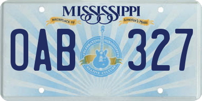 MS license plate OAB327