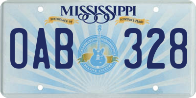 MS license plate OAB328