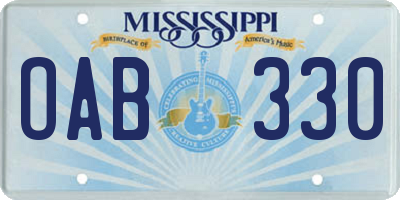 MS license plate OAB330
