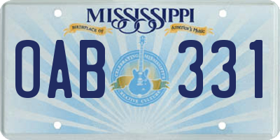MS license plate OAB331