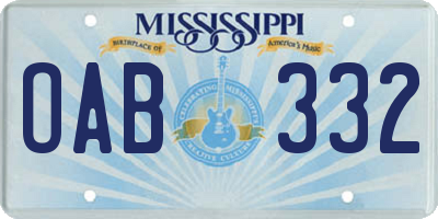 MS license plate OAB332