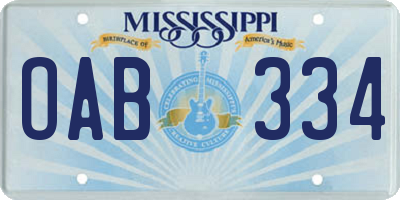 MS license plate OAB334