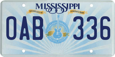 MS license plate OAB336
