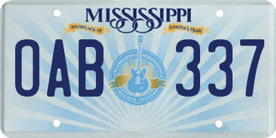 MS license plate OAB337