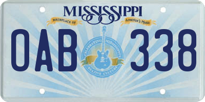 MS license plate OAB338